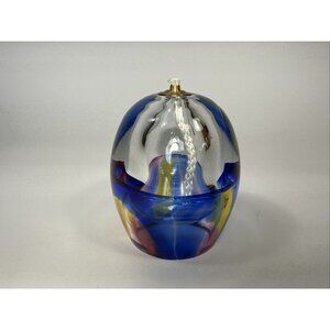 Adam Jablonski Crystal Oil Lamp Rainbow Art Glass Paperweight, Poland Decor New